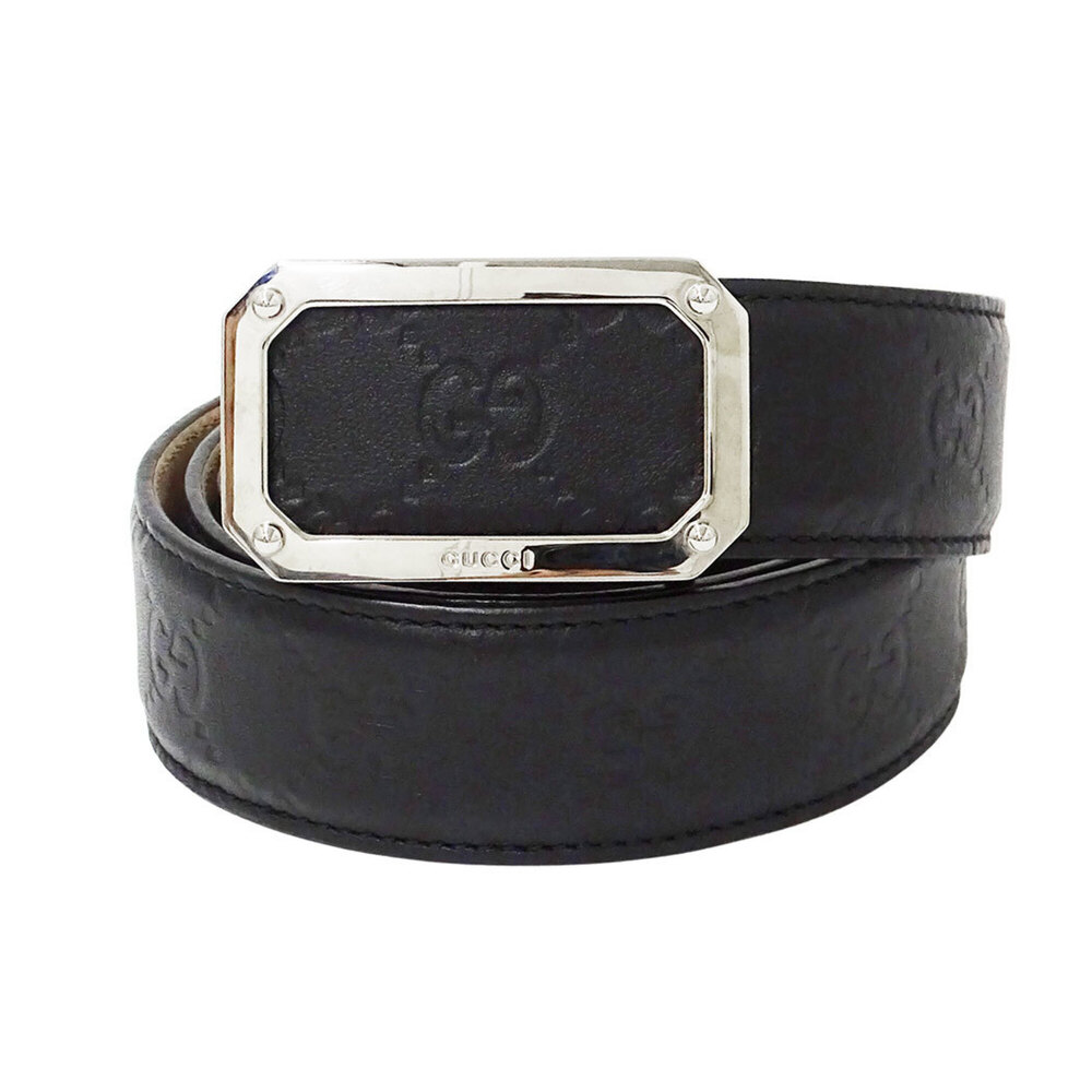 Gucci GUCCI Men's Belt, Brand Name, Shima Leather, Black, 162946, Apparel, Logo